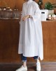 Women Shirt Long Sleeve Collared Calf Length Front Buttons Midi Dresses