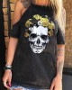 Designer Skeleton Floral Print Casual T  Shirts For Women