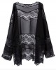 Women Hollow Lace Splicing Chiffon Kimono Cardigan Shawl