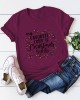 Cartoon Letter Print Casual Short Sleeve O  neck T  shirts For Women