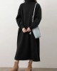 Women Sweatshirt Turtleneck Thick Side Pockets Side Fork Casual Midi Dresses