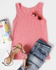 Casual Sports Round Neck Sleeveless Hollow Design Beach Wild Tank Top