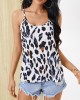 Casual White Leopard Print Backless Cross Sleeveless Sling Tank Top