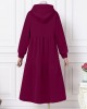 Women Thick Loose Pleat Sweatshirt Calf Length Division Casual Midi Dresses