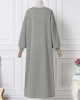 Women Sweatshirt Solid Side Pockets Maxi Length Casual Midi Dresses