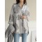 100  Cotton Women Floral Print Chest Pocket Lapel Long Sleeve Shirts