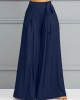 Women Solid Color Tie Waist Casual Swing Pants With Pocket