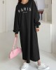 Women Sweatshirt Letter Printed Calf Length O  Neck Casual Midi Dresses