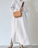 Women Thick Puff Sleeve Loose Sweatshirt Maxi Length Hooded Casual Midi Dresses