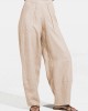 Women Cotton Solid Color Casual High Waist Pants With Pocket