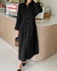 Women Shirt Collared Spliced Buttons Pleated Solid Casual Midi Dresses