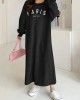 Women Sweatshirt Letter Printed Calf Length O  Neck Casual Midi Dresses