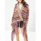 Ethnic Women Colorful Striped Long Sleeve Tassel Sweater Cardigan