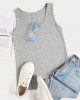 Casual Sports Round Neck Sleeveless Hollow Design Beach Wild Tank Top