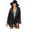 Women Hollow Lace Splicing Chiffon Kimono Cardigan Shawl