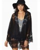 Women Hollow Lace Splicing Chiffon Kimono Cardigan Shawl