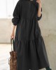 Women Thick Loose Pleat Sweatshirt Calf Length Division Casual Midi Dresses