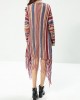 Ethnic Women Colorful Striped Long Sleeve Tassel Sweater Cardigan