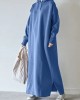 Women Thick Puff Sleeve Loose Sweatshirt Maxi Length Hooded Casual Midi Dresses