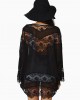 Women Hollow Lace Splicing Chiffon Kimono Cardigan Shawl