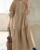 Women Thick Loose Pleat Sweatshirt Calf Length Division Casual Midi Dresses