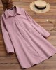 Women Shirt Solid Color Cuff Buttons Long Sleeve Casual Midi Dresses