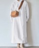 Women Thick Puff Sleeve Loose Sweatshirt Maxi Length Hooded Casual Midi Dresses