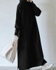 Women Thick Puff Sleeve Loose Sweatshirt Maxi Length Hooded Casual Midi Dresses