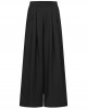 Women Pure Color High Elastic Waist Simple Wide Leg Pants With Pocket