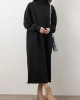 Women Sweatshirt Turtleneck Thick Side Pockets Side Fork Casual Midi Dresses