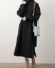 Women Sweatshirt Turtleneck Thick Side Pockets Side Fork Casual Midi Dresses