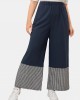 Women Houndstooth Patchwork Loose Casual Elastic Mid Waist Wide Leg Pants