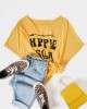 Casual Letter Print Round Neck Short Sleeve T  shirts