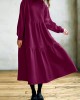 Women Thick Loose Pleat Sweatshirt Calf Length Division Casual Midi Dresses