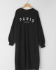 Women Sweatshirt Letter Printed Calf Length O  Neck Casual Midi Dresses