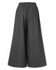 Women Cotton Pocket Elastic Waist Wide Leg Loose Casual Pants