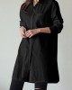 Women Shirt Solid Color Cuff Buttons Long Sleeve Casual Midi Dresses