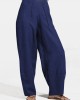 Women Cotton Solid Color Casual High Waist Pants With Pocket