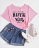 Casual Letter Print Round Neck Short Sleeve T  shirts