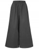 Women Cotton Pocket Elastic Waist Wide Leg Loose Casual Pants